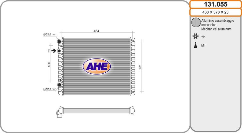 131055 AHE Радиатор, охлаждение двигателя