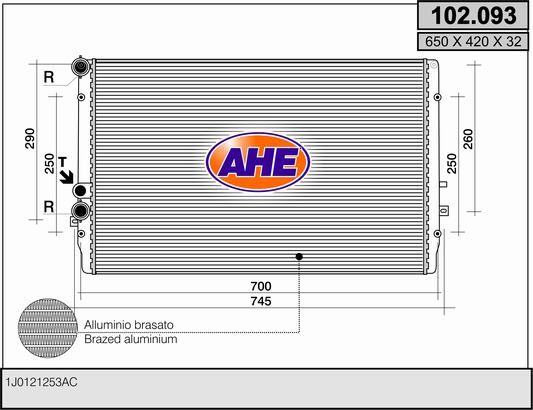 102093 AHE Радиатор, охлаждение двигателя