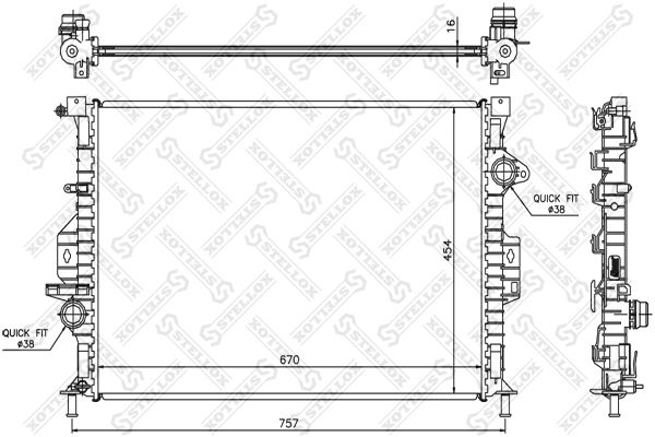 1025456SX STELLOX Радиатор, охлаждение двигателя