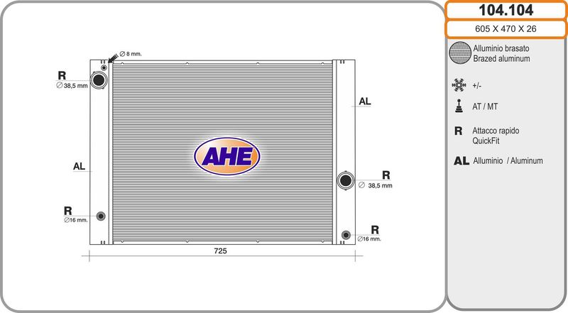 104104 AHE Радиатор, охлаждение двигателя
