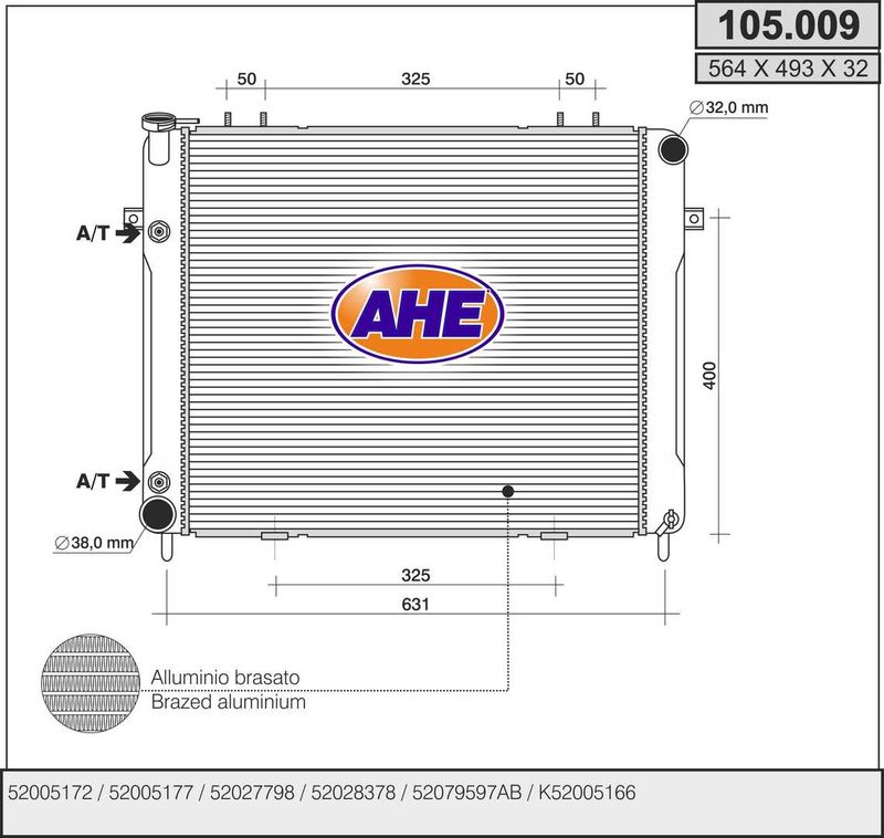 105009 AHE Радиатор, охлаждение двигателя