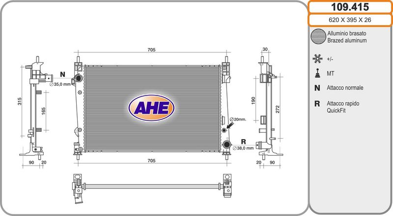 109415 AHE Радиатор, охлаждение двигателя