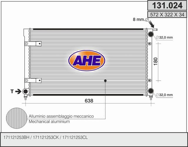 131024 AHE Радиатор, охлаждение двигателя