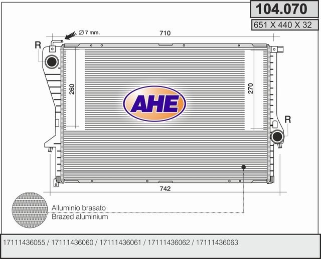 104070 AHE Радиатор, охлаждение двигателя