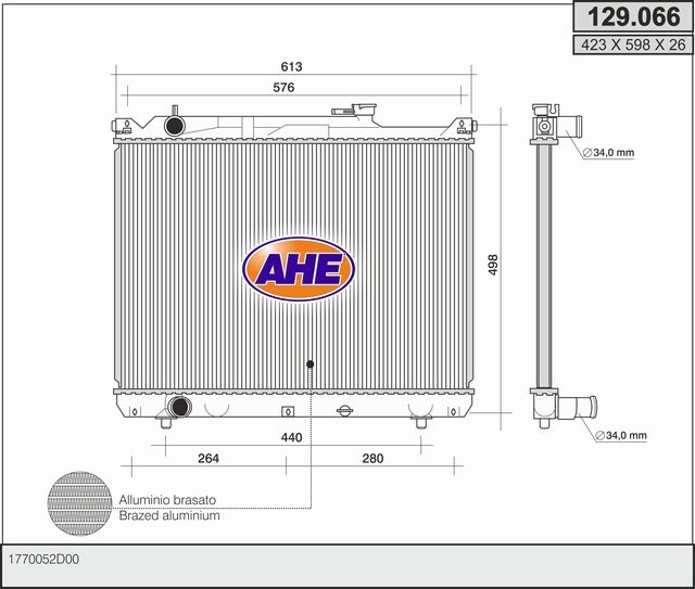 129066 AHE Радиатор, охлаждение двигателя