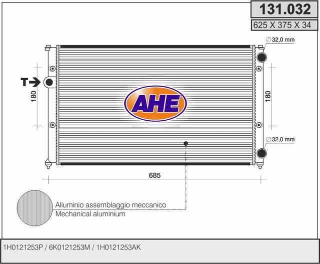 131032 AHE Радиатор, охлаждение двигателя