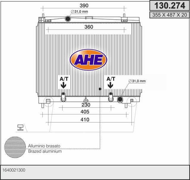 130274 AHE Радиатор, охлаждение двигателя