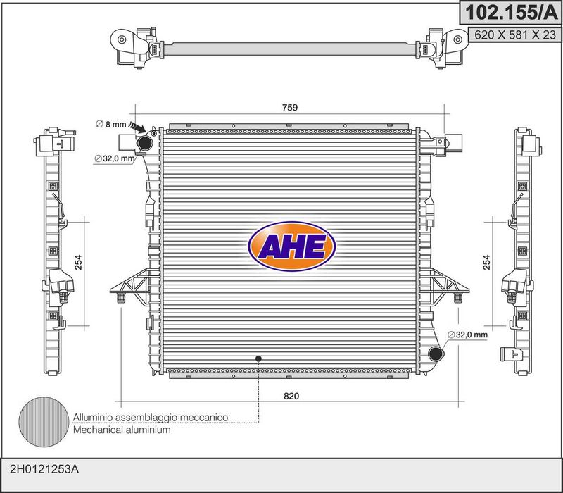 102155A AHE Радиатор, охлаждение двигателя