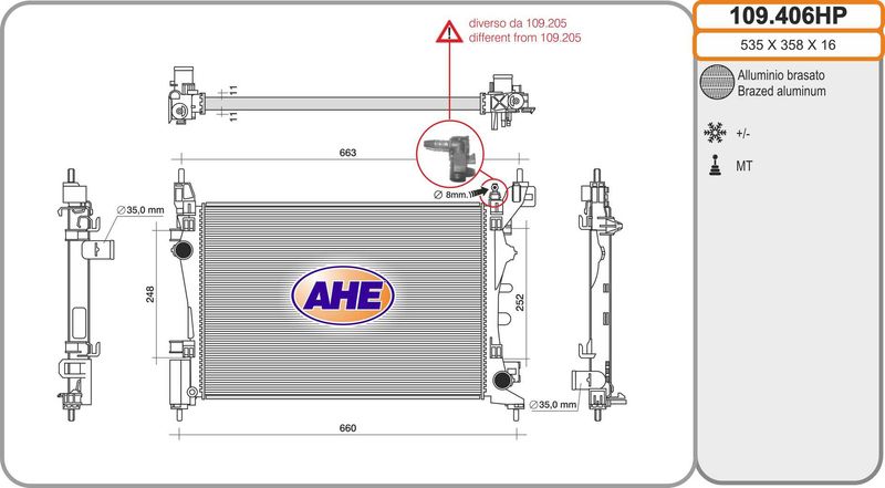 109406HP AHE Радиатор, охлаждение двигателя