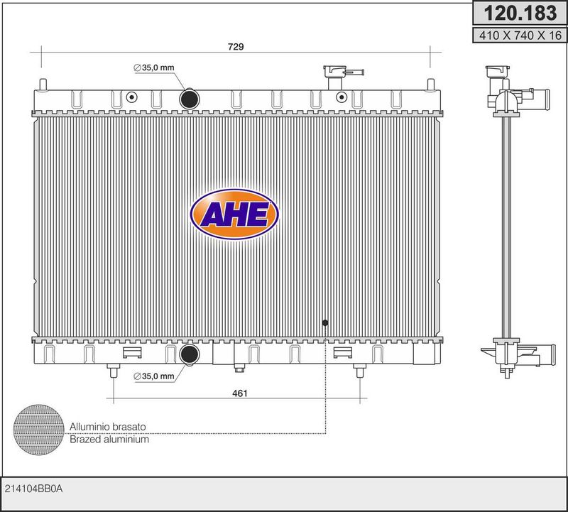 120183 AHE Радиатор, охлаждение двигателя
