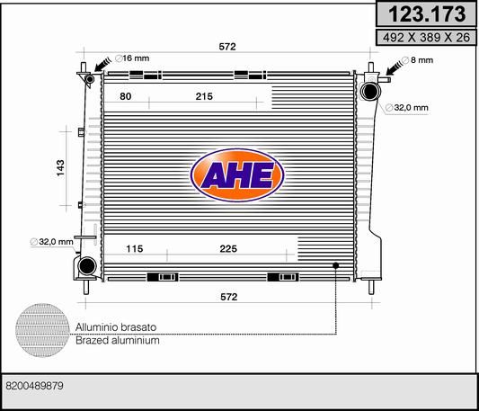 123173 AHE Радиатор, охлаждение двигателя