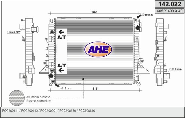 142022 AHE Радиатор, охлаждение двигателя