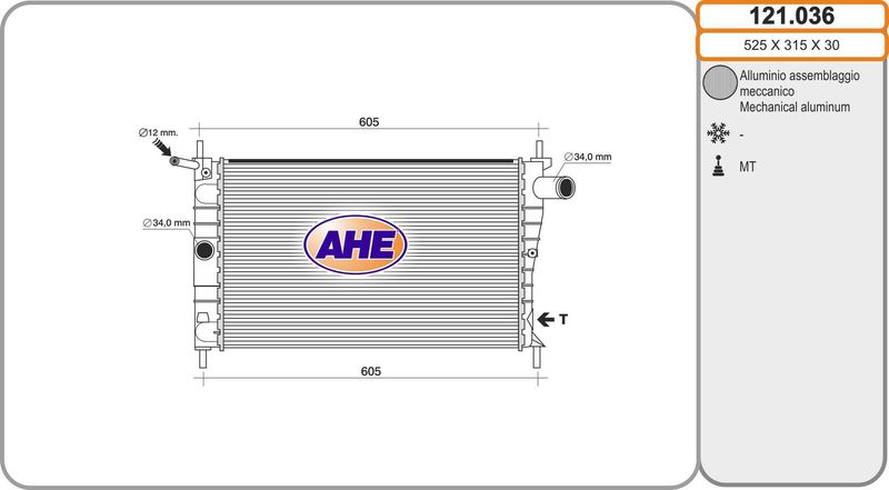 121036 AHE Радиатор, охлаждение двигателя