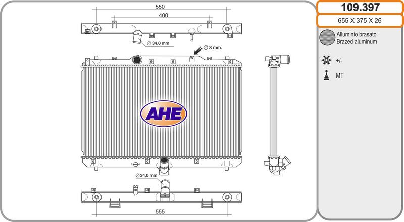 109397 AHE Радиатор, охлаждение двигателя