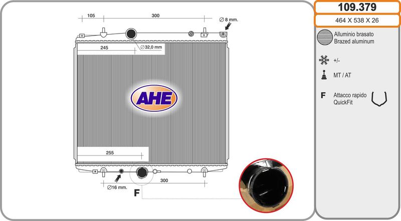 109379 AHE Радиатор, охлаждение двигателя