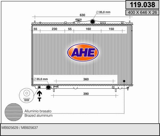 119038 AHE Радиатор, охлаждение двигателя