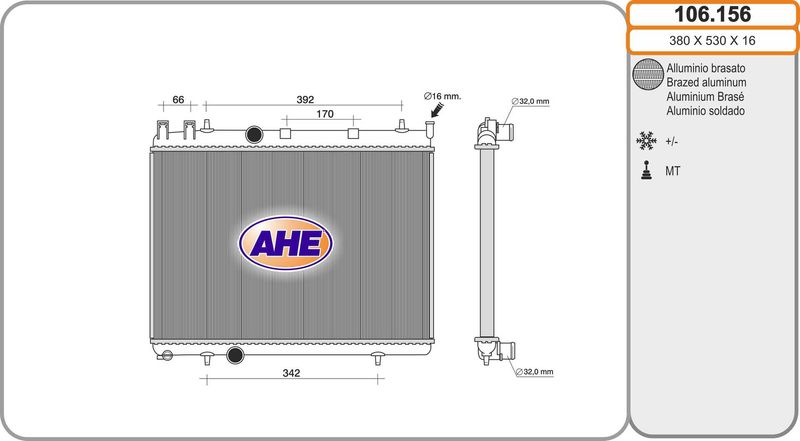 106156 AHE Радиатор, охлаждение двигателя