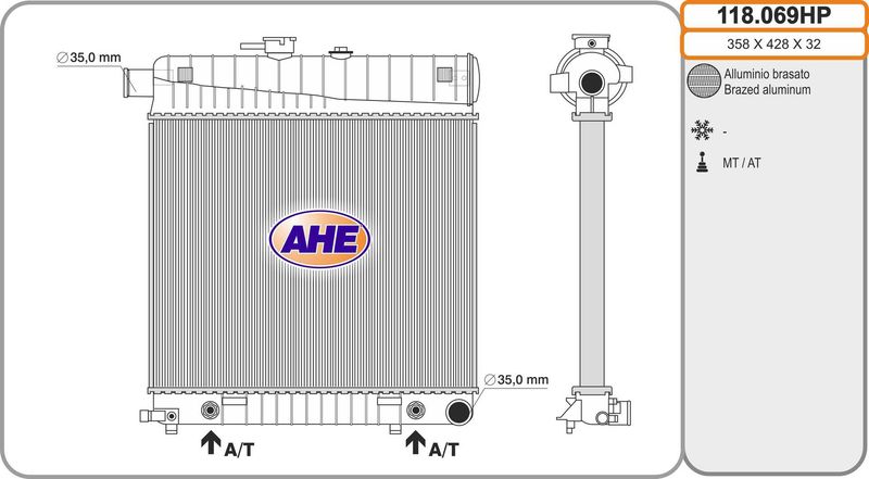 118069HP AHE Радиатор, охлаждение двигателя