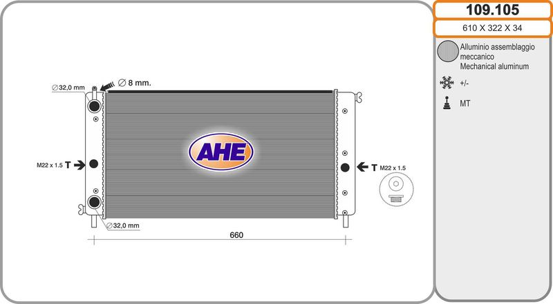 109105 AHE Радиатор, охлаждение двигателя