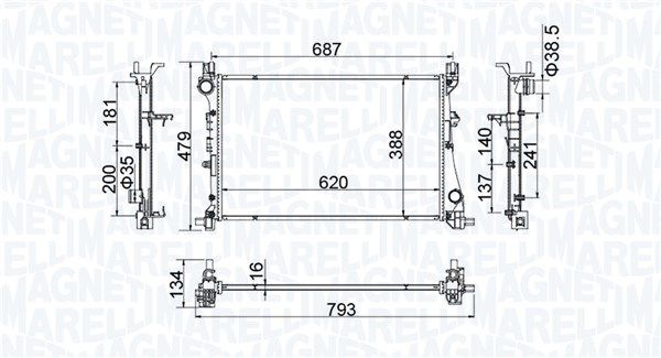 350213203900 MAGNETI MARELLI Радиатор, охлаждение двигателя