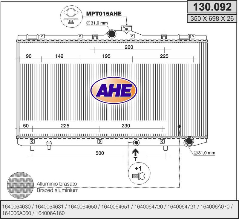 130092 AHE Радиатор, охлаждение двигателя