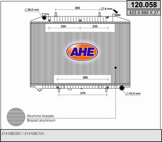 120058 AHE Радиатор, охлаждение двигателя