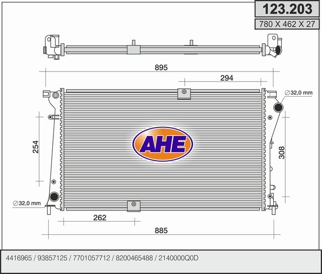 123203 AHE Радиатор, охлаждение двигателя