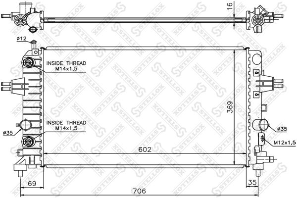 1025400SX STELLOX Радиатор, охлаждение двигателя