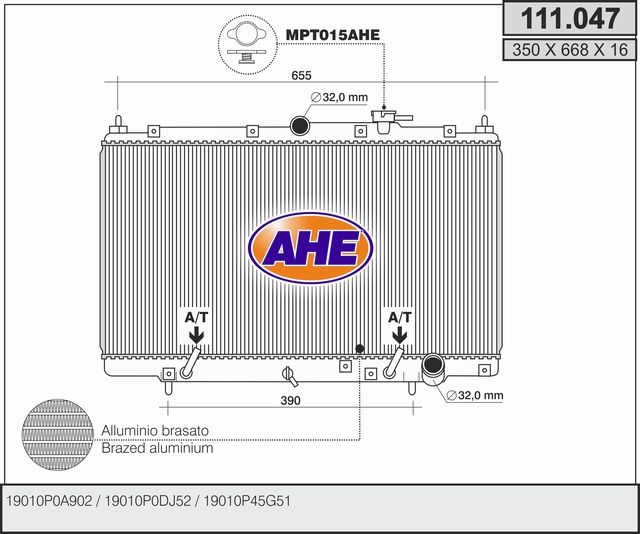 111047 AHE Радиатор, охлаждение двигателя