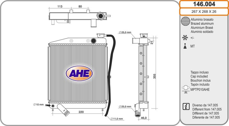 146004 AHE Радиатор, охлаждение двигателя