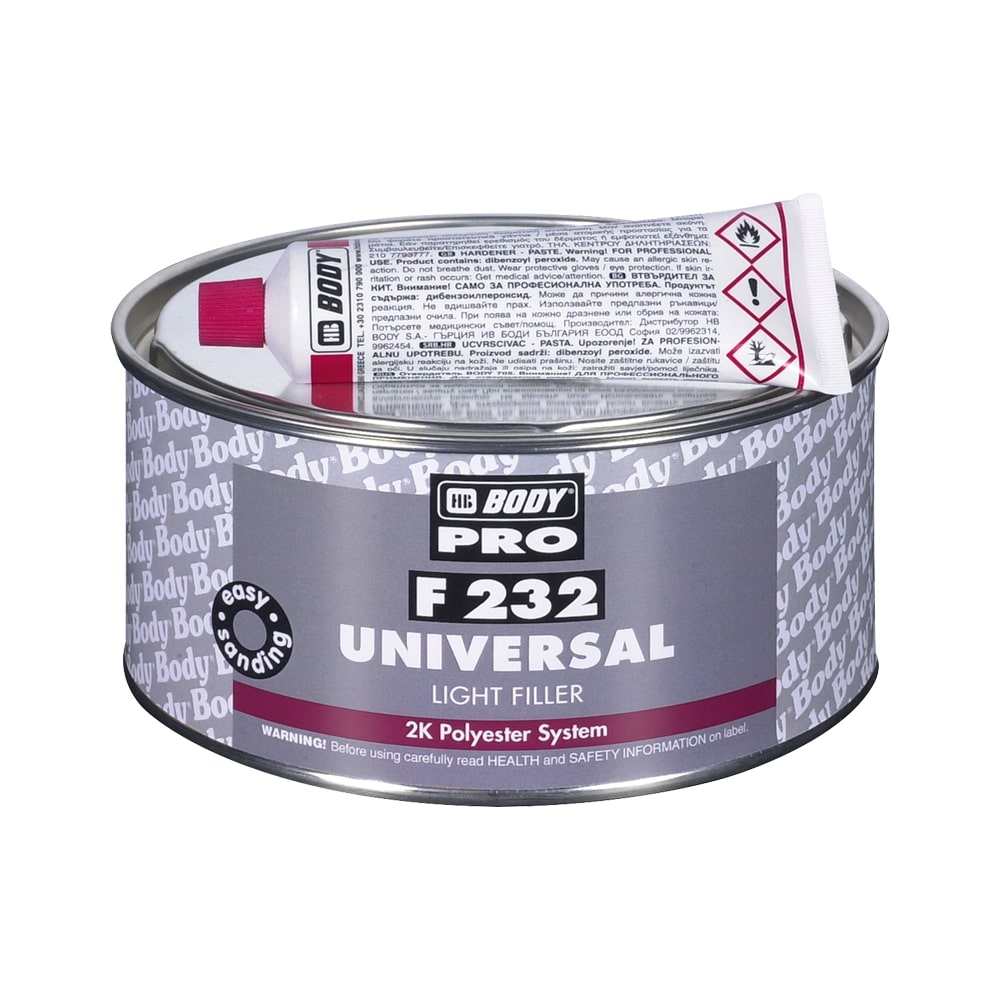 шпатлевка! бел. 1л PRO F232 UNIVERSAL LIGHT POLYESTER FILLER полиэфирная мультизернистая