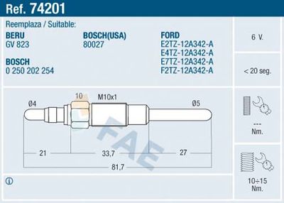 74201 FAE Свеча накаливания