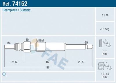 74152 FAE Свеча накаливания