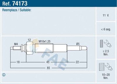 74173 FAE Свеча накаливания