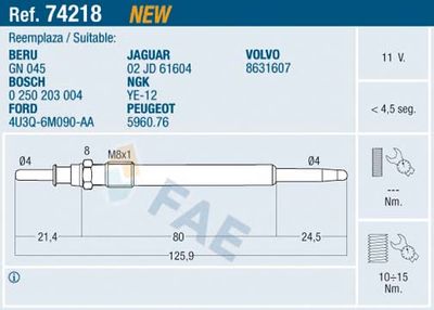 74218 FAE Свеча накаливания