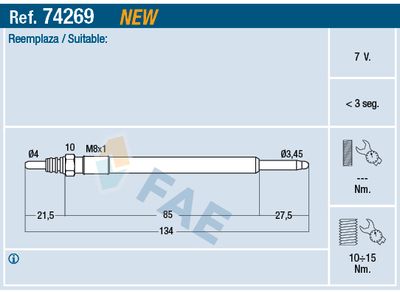 74269 FAE Свеча накаливания