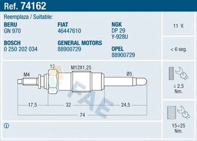 74162 FAE Свеча накаливания