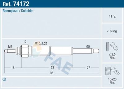 74172 FAE Свеча накаливания