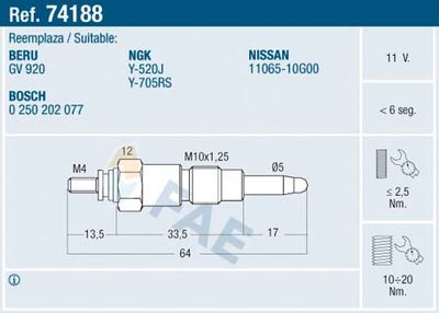 74188 FAE Свеча накаливания