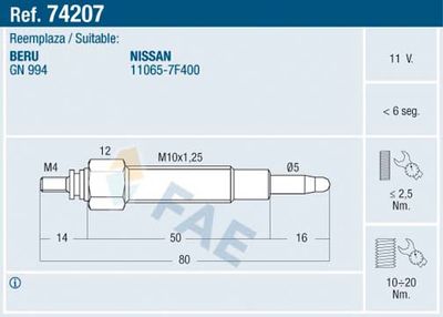 74207 FAE Свеча накаливания