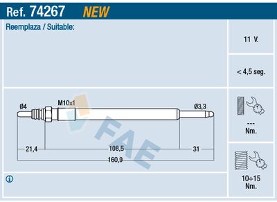 74267 FAE Свеча накаливания