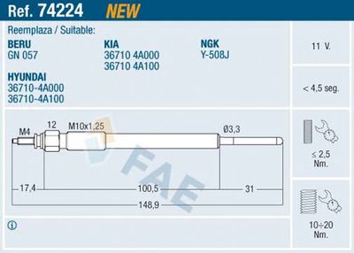 74224 FAE Свеча накаливания