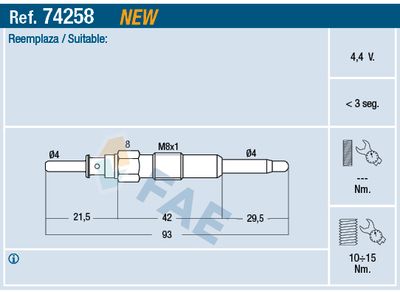 74258 FAE Свеча накаливания