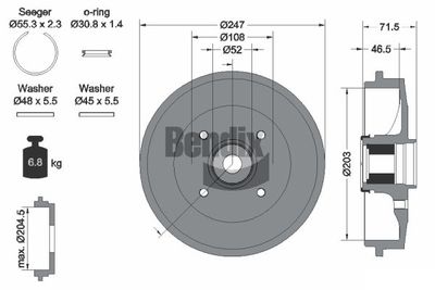 BDM1129 BENDIX Braking Тормозной барабан