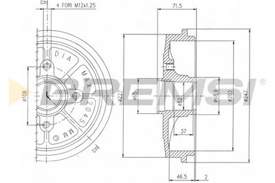 CR5472 BREMSI Тормозной барабан