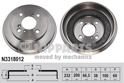 N3318012 NIPPARTS Тормозной барабан