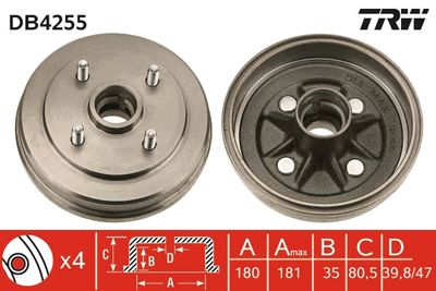 DB4255 TRW Тормозной барабан