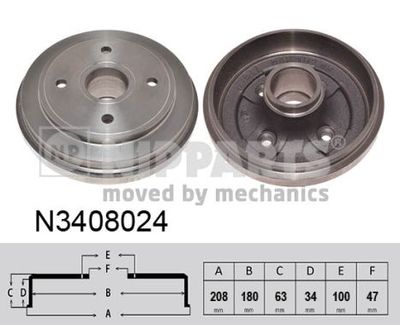 N3408024 NIPPARTS Тормозной барабан