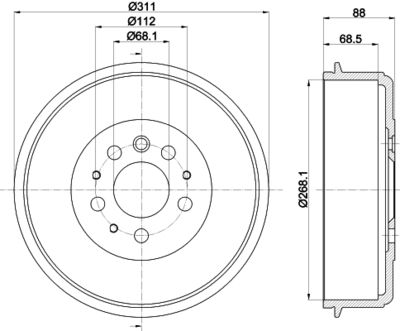 8DT355301721 HELLA Тормозной барабан