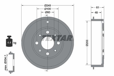 94027600 TEXTAR Тормозной барабан